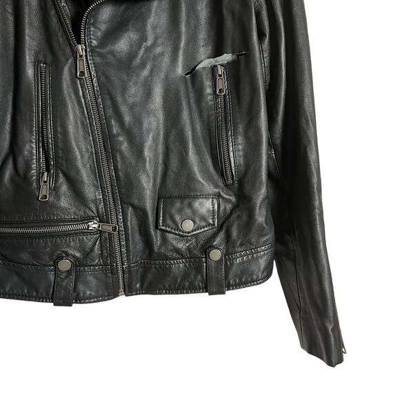 Slate & Willow Classic Black Leather Moto Biker Jacket Size Small - Picture 7 of 13